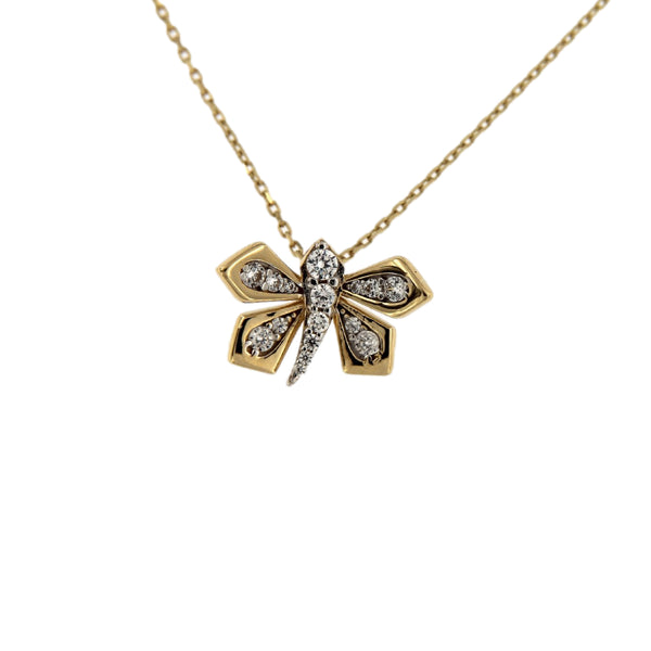 Collier en or jaune papillon femme 14 carats