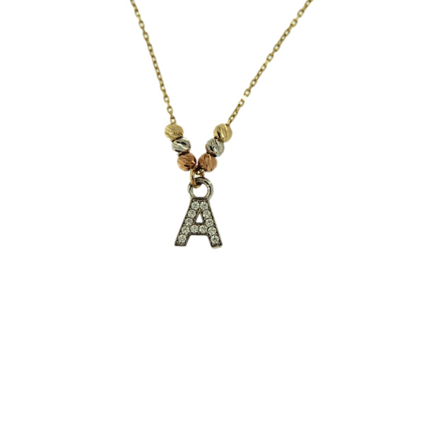 Collier en or jaune lettre A femme 14 carats