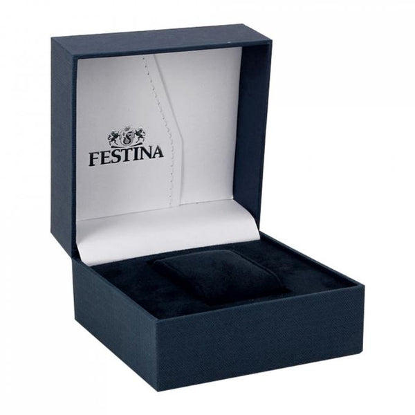 Montre Festina F20446-1 - CLASSIQUE Dateur Boîtier Acier Argenté Bracelet Cuir Noir Cadran Blanc Homme
